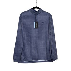 Good Good Midnight Navy Blue White Golf Tees Quarter Zip Polo Shirt Mens Medium